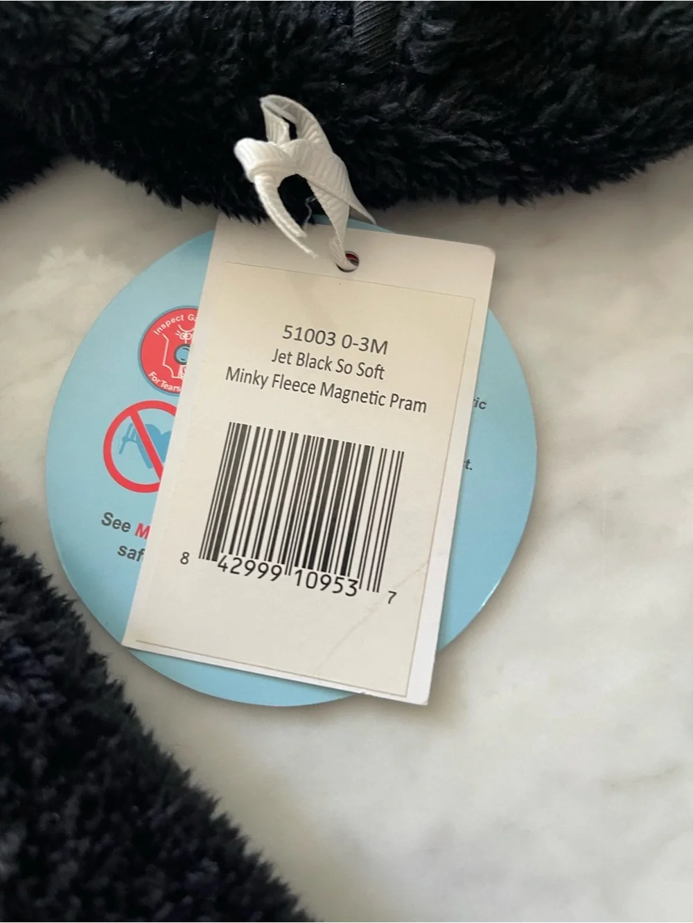 Magnetic Me Plush Black Fleece Baby One-Piece Hooded Jumpsuit 0-3 months